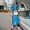 Trenchs de Femmes Mode X-Long Manteau Femmes Printemps Automne Brillant Double Boutonnage Bleu Coupe-Vent Slim Ceinture Casual Outwear KW311
