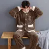 Mannen Nachtkleding 2024 Koraal Fluwelen Pyjama Mannen Herfst Winter Plus Dikke Mannelijke Jongere Loungewear Sets Jongens Thuis Service Pak pyjama