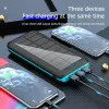 30000mAH Solar Güç Bankası 3 USB Çıkış Kablosuz Şarj Cihazı Powerbank Açık Mekan Taşınabilir Şarj Cihazı İPhone için Harici Pil Xiaomi 9