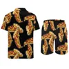 Chándales para hombres Conjuntos para hombres de pizza Comida Pantalones cortos casuales italianos Conjunto de camisa de playa Traje gráfico de tendencia de verano Ropa de manga corta de gran tamaño