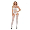 Calze lingerie sexy Collant senza cavallo per tutto il corpo per le donne Lingerie erotica Calze a rete in nylon Halter Bodystocking