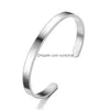 Bracciale moda 6mm sottile braccialetto in acciaio inossidabile 316L liscio anello aperto C braccialetto per donna uomo braccialetti braccialetti amanti gioielli goccia Dh2Cx