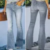 Женские джинсы, женские джинсы с высокой талией, расклешенный подол, облегающие брюки с застежкой на пуговицы, градиент цвета, длинные брюки-клеш, джинсовые брюки для женщин