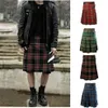 Calças masculinas Heflashor Casual Plissado Scottish Kilts Mens Moda Carga Personalidade Calças Padrão Solto Meia Saias 345U