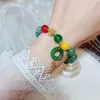 Strand rétro Simple émeraude Bracelets gland vert gourde Antique Bracelet femmes Jade Bracelets femme main chaîne perle