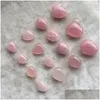 Sztuka i rzemiosło naturalny kwarc różowy w kształcie serca różowy kryształ rzeźbiony palmą leczenie kochanka kamienia szlachetnego Gife Stone Gems Drop dostarczenie DhCj9