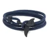 Bracelets de charme Simple Navy Anchor Style Noir Baleine Queue Forme Bracelet Pour Hommes Femmes Mtilayer Tressé Corde Chaîne Amoureux Bijoux Drop Dhqyr