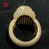 Qianjian Hochwertige, individuelle Hip-Hop-d-Farbe-Vvs-Moissanit-Diamant-Ringe aus 14 Karat Gold