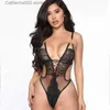 Sexy set sexy doorzichtige kanten bodysuit voor dames Club dames bodysuit met V-hals en halter push-up bodysuit sexy mesh teddy sexy bodysuit T231027