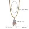 Lureen Hip Hop Gold Color Iced Out Micro Pave Astronaut Pendant Necklace For Men Men Men CZ Long Chains Trendy Jewelry Gift261p