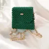 Evening Bags Women Mini Pearl Bag Handmade Vintage Green Beaded Fashion Crossbody Shoulder Messenger Female Women's Purse Flap Handbag