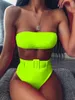 Kvinnors badkläder Summer Bandeau Bikinis Set Swimming for Bathing Suit Woman Baddräkter Hög midja Bikini 2023 Sexig Black Women Swimsuit