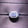 Vecalon solitario Big Men 925 anillo de plata esterlina 3ct 5A Zircon cz Promise Compromiso anillos de boda para hombres Padre Gift261P