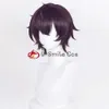 أزياء Catsuit عالية الجودة Vtuber Shoto Cosplay الأرجواني الأسود القصير 30 سم مقاوم للحرارة الشعر الاصطناعية الأنيمي حفلة شعر مستعار + شعر مستعار