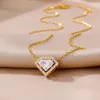 Colares de pingente Geometric Zircon Colar para mulheres cor de ouro cadeia de aço inoxidável moda design de luxo jóias estéticas