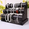 Zwart Fluwelen 3-Tier Sieraden Armband Horloge Bangle Display Houder Stand Showcase T-bar Opslag Ketting Bangle Organizer260Z