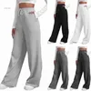 Womens Pants Capris Wide Leg for Fleece Lined Sweatpants Straight Bottom All-math Plain Fitness Joggers Travel Basicl231026