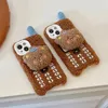 Mobiltelefonfodral koreanska 3D söt björn plysch telefonfodral lämplig för iPhone 15 pro 11 12 13 14 pro max mjuk fodral tecknad päls fluffig skydd för kvinnor 231026
