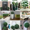 Dekorativa blommor konstgjorda boxwood topiary boll uv resistent milan gräs faux växter bollar för hemma trädgård utomhus balkong dekor