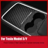 Couverture de Console centrale Ultra fine en Fiber de carbone véritable, pour Tesla modèle 3 Y 2017 – 2023, n'affecte pas l'utilisation Push-pull de la commande centrale Tesla