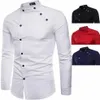 Camisas Casuais Masculinas Camisa Diagonal Manga Longa Com Colarinho Pequeno Homens Blusa Mens Botão Gentlemen252U