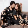 Vêtements de nuit pour hommes Hommes Stain Silk Pyjamas Ensembles Pigiama Uomo Homewear Hiver Pijama Hombre Invierno Sexy Homme Nightgrown Bornoz Setleri