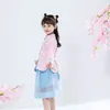 Etniska klädflickor Hanfu kinesisk stil kostym prinsessa kjol retro tang kostym utländsk sommarklänning bröllop 2023 rosa blå