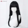 Catsuit kostümleri oyun kimliği v cosplay 60cm Siyah Düz Bangs Yidhra Anime Isıya Dayanıklı Sentetik Saç + Peruk Kapağı