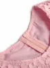 Party Dresses Hollow Crochet Pink Spets för kvinnor 2023 Summer Vestidos Elegant Short Sleeve Runway Midi Embroidery Robes XXL