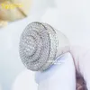 High Quality Popular New Bling 925 Silver Iced Out Vvs Diamond Round Hip Hop Moissanite Ring