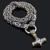 Pendant Necklaces Hammer Mjolnir Fist Rune Necklace Stainless Steel Men Jewelry Norse Viking281D