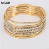 Armreif Europäischer und amerikanischer Modeschmuck 7-Ring-Wellen-Strassarmband Goldfarbe Echtes Model trägt kein P-Bild LH657 231027