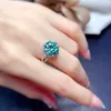 Cluster Ringen MeiBaPJ 5 S 11mm Grote Groene Moissanite Edelsteen Diamanten Bloem Ring Voor Mannen 925 Sterling Zilveren Fijne bruiloft Sieraden