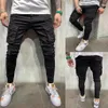 Men's Jeans Black Biker Cargo Men Multi-Pocket Slim Fit Joggers Trousers Mens Ripped Hole Motorcycle Streetwear Denim Pencil 258t