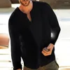 Men's T Shirts Autumn Casual Long Sleeve Beach Style Cotton Linen T-shirt Men Vintage Solid Color Loose V Neck Leisure Clothing