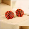 Stud New Fashion Sport Gioco Palla Post Orecchini Strass Basket Pallavolo Baseball Football americano Fan Gioielli Regali Drop Del Dhync