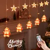 Juldekorationer Julen Santa Claus Star LED String Light Banner Juldekoration för hem Natal Xmas Tree Decor Fairy Light Pendants 231027