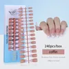 Faux ongles 240 pièces/boîte blanc français conseils presse sur ongles produit semi-fini Xxs amande pré-français pas besoin de limer faux gel doux