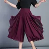 Damesbroek ZXRYXGS 2023 Lente/Zomer Chiffon Wijde Pijpen Culottes Hoge Taille Dunne en loszittende rok