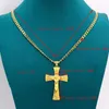 Solid 18k Yellow Fine Gold GF Jesus wide Cross Charm Big Pendant 55 35mm with 24inch Miami Cuban Chain 600 5mm255r