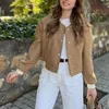 Giacche da donna Autunno Inverno Cappotto da donna Colletto alla coreana Colore a contrasto Maniche lunghe Tasche corte Giacca bomber monopetto da donna Capispalla