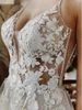 Sexy Sheer Illusion Beach Wedding Dress 2024 Long Tulle Lace Beads Boho Bridal Party Gown A-Line Court Train Pluging V-Neck Vestido de Noiva