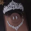 Boucles d'oreilles collier de luxe en cristal baroque, ensembles de bijoux de mariée africaine, couronne en strass, diadèmes, déclaration de mariage, dubaï, Set297O