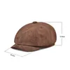 Bérets Daim octogonal chapeau hommes angleterre mâle printemps hiver véritable cuir béret casquettes sboy 1 boutons décontracté Streetwear Peaked Bonnet 231027