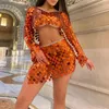 Débardeurs pour femmes Sexy Voir à travers des hauts de culture à paillettes pour femmes 2023 Trendy Orange Discothèque Party Paillettes Top Jupe à paillettes Y2K Cadeaux