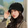 Berets Britânico Estilo Retro Versátil Casual Boina AutumnWinter Manter Quente Rolo Brim Octagonal Chapéu Mulheres Moda Sboy Inverno 231027