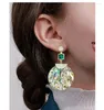 Boucles d'oreilles pendantes mode européenne et américaine grande femme ronde Vintage coquille d'ormeau accessoires d'oreille pour femmes grande taille petit