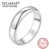 YHAMNI 100% Authentic 925 Sterling Silver Rings For Women Men Simple Couple Ring Smooth Wedding Band For Lovers Gift212Y