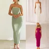 Casual Dresses Women Strapless Low Cut Backless Skinny Long Dress Womens Plain Simple T Shirt Loose Sexy Midi For