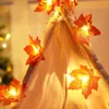 Other Event Party Supplies 1.53M Artificial Maple Leaves Light String 10Leds 20Leds Garland Autumn Battery Fairy Lamps Halloween Thanksgiving Decorations 231027